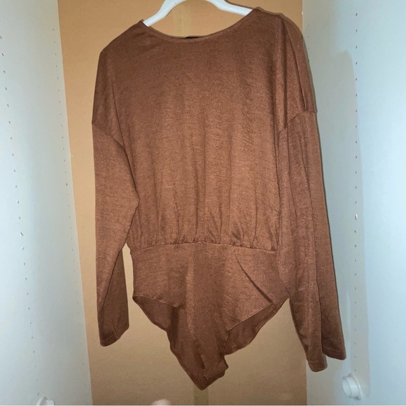Cider Brown Long Sleeve Clip Together Body Suit - Picture 5 of 9